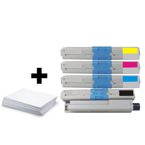 Multipack OKI C301/321/MC322 (44973533/44973534/44973535/44973536) PREMIUM CMYK - kompatibilný + kancelársky papier A4