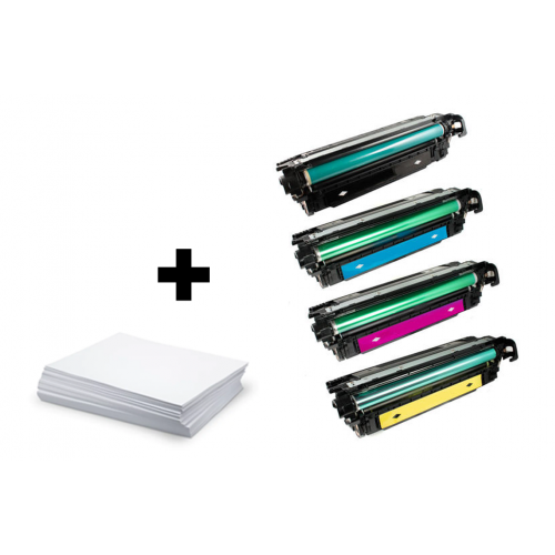 CMYK sada HP 504A (CE250A/ CE251A/ CE252A/ CE253A) + kancelársky papier A4 ZADARMO - kompatibilný