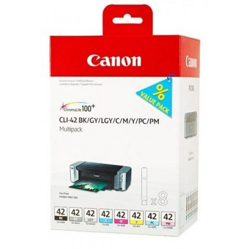 Multipack Canon CLI-42 (6384B010) BK/C/M/Y/LC/LM/GY/LGY - originálny Multipack Canon CLI-42 (6384B010) BK/C/M/Y/LC/LM/GY/LGY - originálny
