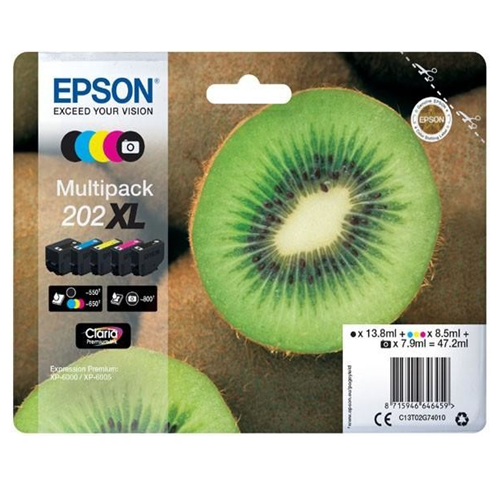 Epson 202XL (C13T02G74010) C/M/Y/K/PBK - originálny Epson 202XL (C13T02G74010) C/M/Y/K/PBK - originálny